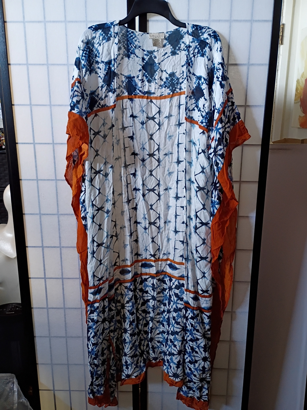 Nalini Boho Tie-Dye Duster in Navy & Rust